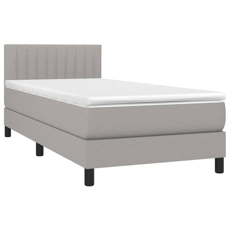 Casa si Gradina - Mobilier - Paturi si accesorii - Paturi - Pat box spring cu saltea, gri deschis, 90x190 cm, textil - Infinity.ro