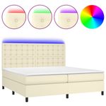 Casa si Gradina - Mobilier - Paturi si accesorii - Paturi - Pat cu arcuri, saltea si LED, crem, 200x200 cm, piele ecologica - Infinity.ro