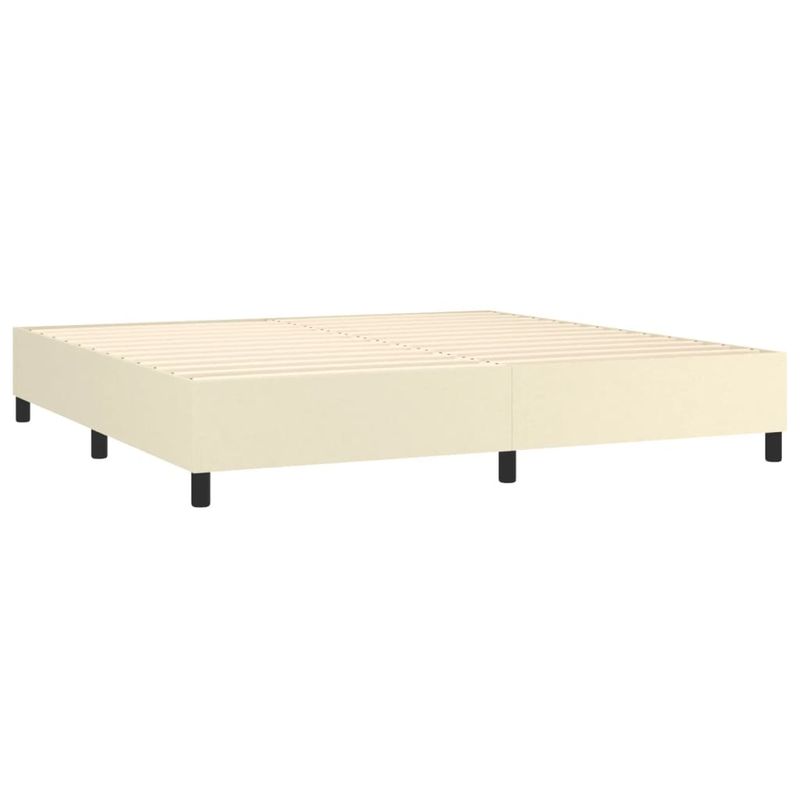 Casa si Gradina - Mobilier - Paturi si accesorii - Paturi - Pat cu arcuri, saltea si LED, crem, 200x200 cm, piele ecologica - Infinity.ro