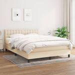 Casa si Gradina - Mobilier - Paturi si accesorii - Paturi - Pat box spring cu saltea, crem, 140x200 cm, textil - Infinity.ro