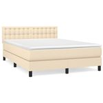 Casa si Gradina - Mobilier - Paturi si accesorii - Paturi - Pat box spring cu saltea, crem, 140x200 cm, textil - Infinity.ro
