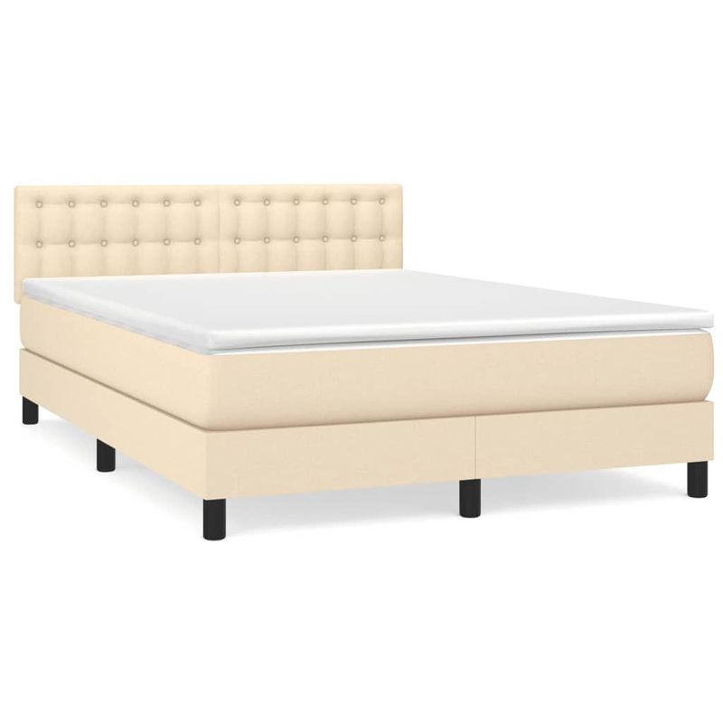 Casa si Gradina - Mobilier - Paturi si accesorii - Paturi - Pat box spring cu saltea, crem, 140x200 cm, textil - Infinity.ro