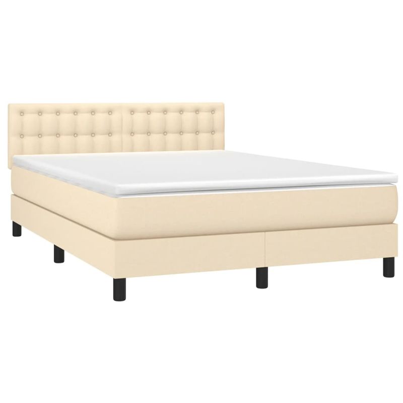 Casa si Gradina - Mobilier - Paturi si accesorii - Paturi - Pat box spring cu saltea, crem, 140x200 cm, textil - Infinity.ro
