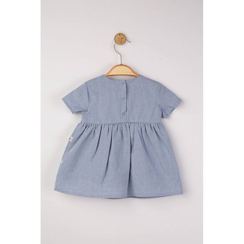 Fashion, accesorii si bijuterii - Copii - Imbracaminte copii - Rochii copii - Rochita eleganta cu broderie pentru fetite, Tongs baby, albastru, marime 24-36 luni - Infinity.ro