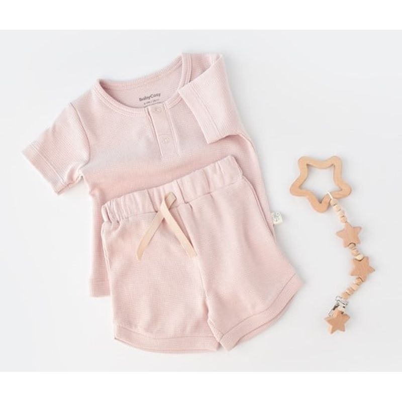 Fashion, accesorii si bijuterii - Copii - Imbracaminte copii - Treninguri si compleuri copii - Set tricou cu pantaloni scurti, Baby Cosy, roz, marime 6-9 luni - Infinity.ro