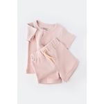Fashion, accesorii si bijuterii - Copii - Imbracaminte copii - Treninguri si compleuri copii - Set tricou cu pantaloni scurti, Baby Cosy, roz, marime 6-9 luni - Infinity.ro