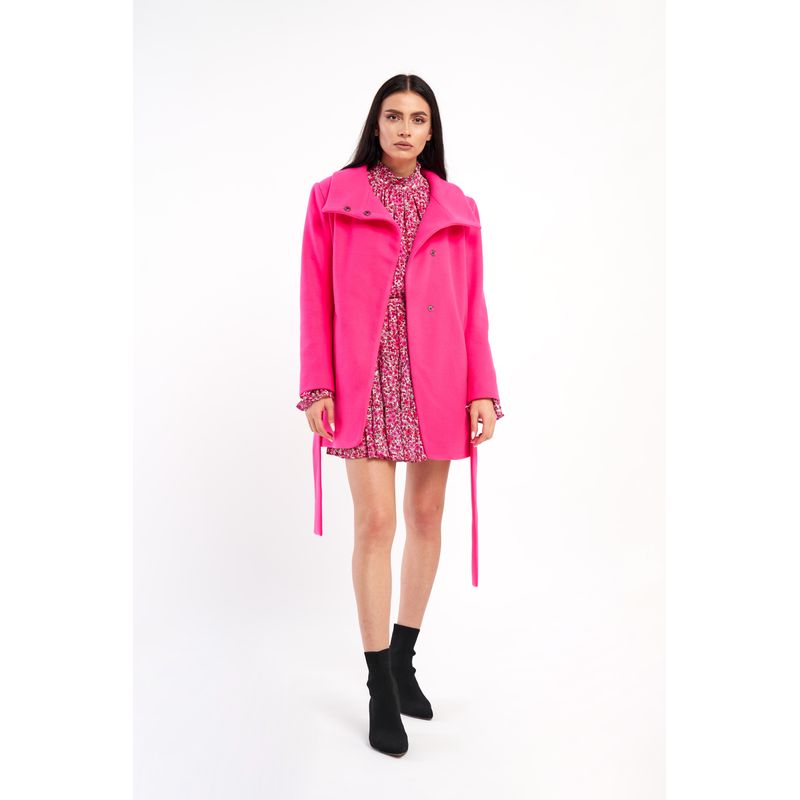 Fashion, accesorii si bijuterii - Femei - Imbracaminte femei - Paltoane si trenciuri femei - Palton scurt cu guler inalt, fucsia, 36 - Infinity.ro