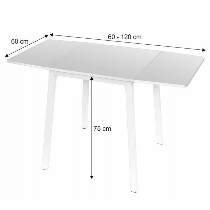 Casa si Gradina - Mobilier - Mese si birouri - Mese bucatarie si dining - Masa dining, MDF folie/metal, alb, 60-120x60 cm, MAURO - Infinity.ro