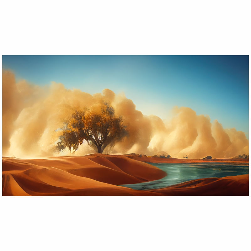 Casa si Gradina - Decoratiuni - Tapet - Tapet autoadeziv Premium, textura canvas, Desert si apa, 130 x 75 cm - Infinity.ro