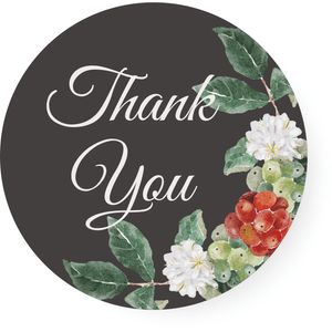Set etichete rotunde autoadezive, Thank you, florale