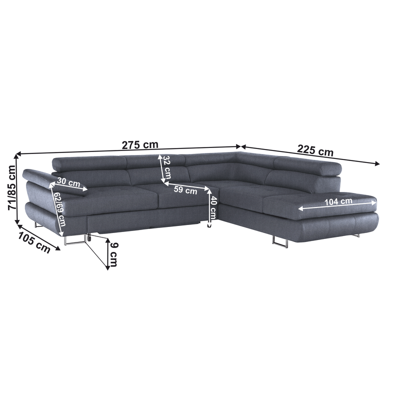 Casa si Gradina - Mobilier - Canapele si coltare - Coltare - Coltar cu spatiu pentru depozitare, gri inchis, dreapta, BUTON R - Infinity.ro