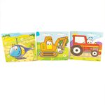 Jucarii, Copii si Bebe - Jucarii si jocuri - Jocuri si puzzle - Puzzle - Set 3 puzzle din lemn, vehicule viu colorate si distractive - Infinity.ro