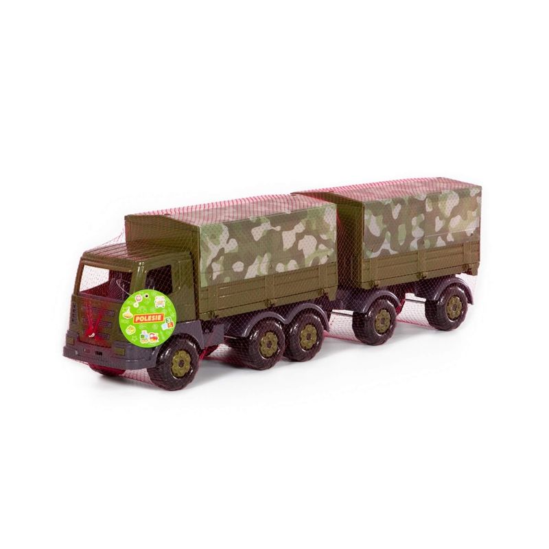 Jucarii, Copii si Bebe - Jucarii si jocuri - Vehicule si jucarii cu telecomanda - Utilaje constructie de jucarie - Camion militar cu prelata si remorca, 71 x 16 x 22 cm - Infinity.ro