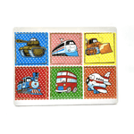 Jucarii, Copii si Bebe - Jucarii si jocuri - Jocuri si puzzle - Puzzle - Set din lemn cu 6 puzzle incorporate, mijloace de transport, buline - Infinity.ro