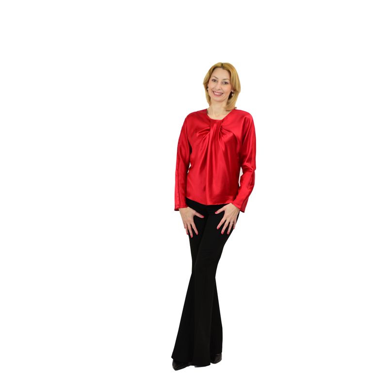 Fashion, accesorii si bijuterii - Femei - Imbracaminte femei - Camasi si bluze femei - Bluza asimetrica maneca lunga, rosu, 42 - Infinity.ro