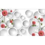 Casa si Gradina - Decoratiuni - Tapet - Fototapet, autocolant, Bujori rosii si cercuri, 300 x 200 cm - Infinity.ro