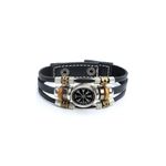 Fashion, accesorii si bijuterii - Barbati - Bijuterii barbati - Bratari barbati - Bratara din piele eco, CRT, simbolul vikingilor Vegvisir, compasul runic, negru - Infinity.ro