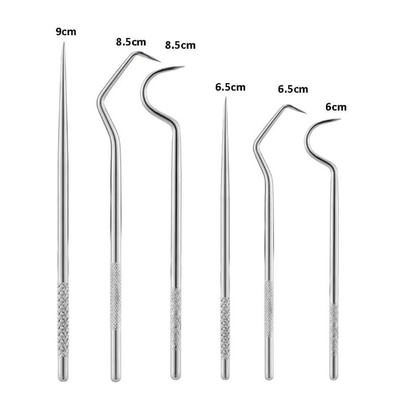 Sport si Outdoor - Camping - Bucatarie de camping - Vesela camping - Set 6 scobitori metalice tip breloc, diferite forme , CRT, Healthy Teeth, Argintiu - Infinity.ro