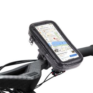 Suport husa telefon mobil,  Flippy, pentru bicicleta, motocicleta, rezistent apa, socuri, rotativ, L ≤ 5.5 inch, negru