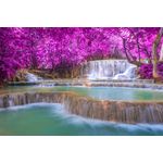 Casa si Gradina - Decoratiuni - Tapet - Fototapet, autocolant, Cascada, padure roz, Laos, 350 x 250 cm - Infinity.ro