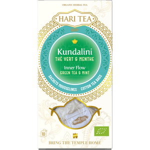 Ceai Hari Tea, premium, inner flow ceai verde si menta bio, 10 plicuri
