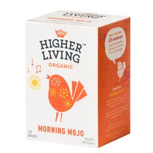 Ceai Higher Living, ginseng, ceai verde si cafea verde, Morning Mojo, 15 plicuri
