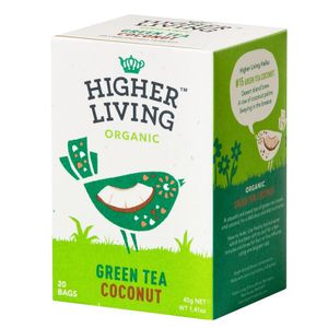 Ceai Higher Living, verde organic cu nuca de cocos, 40 g