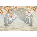 Casa si Gradina - Decoratiuni - Tapet - Fototapet de perete, autoadeziv si lavabil, Magnolii si tunel, 400 x 250 cm - Infinity.ro