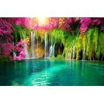 Casa si Gradina - Decoratiuni - Tapet - Fototapet, Cascada 53 Cascada din padurea cu frunze roz, 250 x 200 cm - Infinity.ro