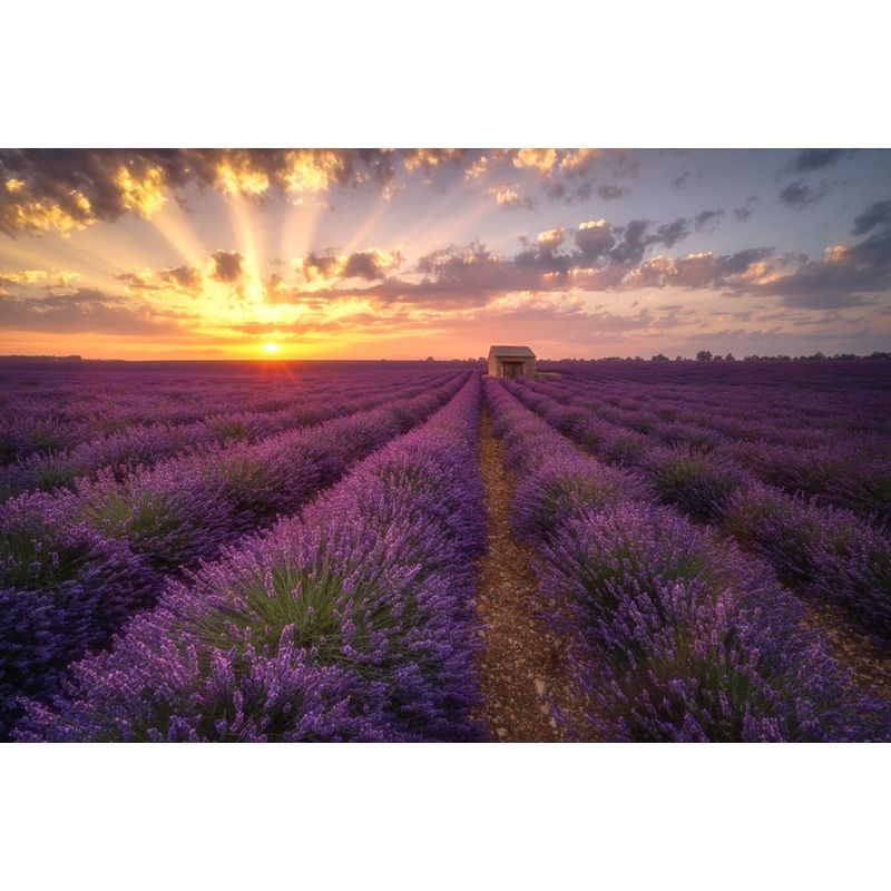 Casa si Gradina - Decoratiuni - Tapet - Fototapet de perete, autoadeziv si lavabil, Casa din lavanda, 400 x 250 cm - Infinity.ro