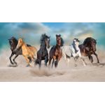 Casa si Gradina - Decoratiuni - Tapet - Fototapet, Cai in galop in furtuna de praf, 300 x 200 cm - Infinity.ro