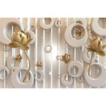 Casa si Gradina - Decoratiuni - Tapet - Fototapet de perete, autoadeziv si lavabil, Flori aurii, ornamente argintii, abstract, 400 x 250 cm - Infinity.ro