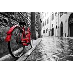 Casa si Gradina - Decoratiuni - Tapet - Fototapet, Bicicleta rosie, strada cu piatra cubica, retro, 200 x 150 cm - Infinity.ro