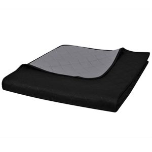 Cuvertura matlasata cu doua fete, negru/gri, 220 x 240 cm
