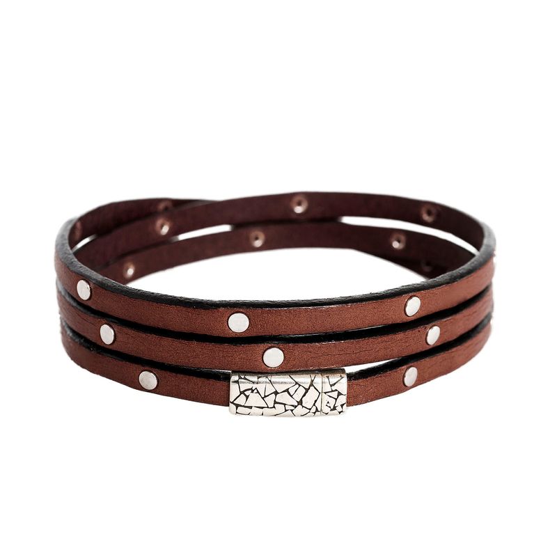 Fashion, accesorii si bijuterii - Barbati - Bijuterii barbati - Bratari barbati - Bratara dama din piele naturala, The Chesterfield Brand, Jannis 19 cm, maro inchis - Infinity.ro