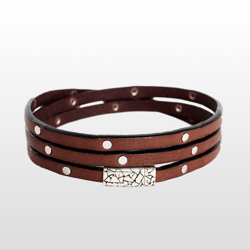 Fashion, accesorii si bijuterii - Barbati - Bijuterii barbati - Bratari barbati - Bratara dama din piele naturala, The Chesterfield Brand, Jannis 19 cm, maro inchis - Infinity.ro