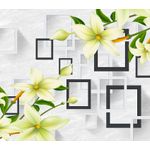 Casa si Gradina - Decoratiuni - Tapet - Fototapet de perete, autoadeziv si lavabil, Crini cu patrate albe si negre, 135 x 225 cm - Infinity.ro