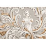 Casa si Gradina - Decoratiuni - Tapet - Fototapet, Portrait femeie cu decoratiuni murale floral aurii, 200 x 150 cm - Infinity.ro