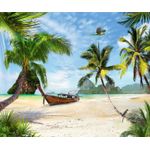 Casa si Gradina - Decoratiuni - Tapet - Fototapet, Plaja, barca, papagal, 200 x 150 cm - Infinity.ro