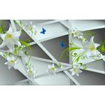 Casa si Gradina - Decoratiuni - Tapet - Fototapet de perete, autoadeziv si lavabil, Crini si fluturi albastrii, 250 x 150 cm - Infinity.ro