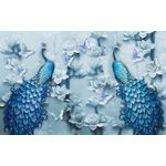 Casa si Gradina - Decoratiuni - Tapet - Fototapet, Pauni, flori, fluturi albastre, 220 x 135 cm - Infinity.ro