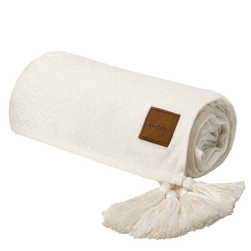 Casa si Gradina/Textile si covoare/Paturi si cuverturi/Paturici copii - Paturica nou nascut ane, Skiddou, 100% vascoza de bambus, crem, 80 x 100 cm - Infinity.ro