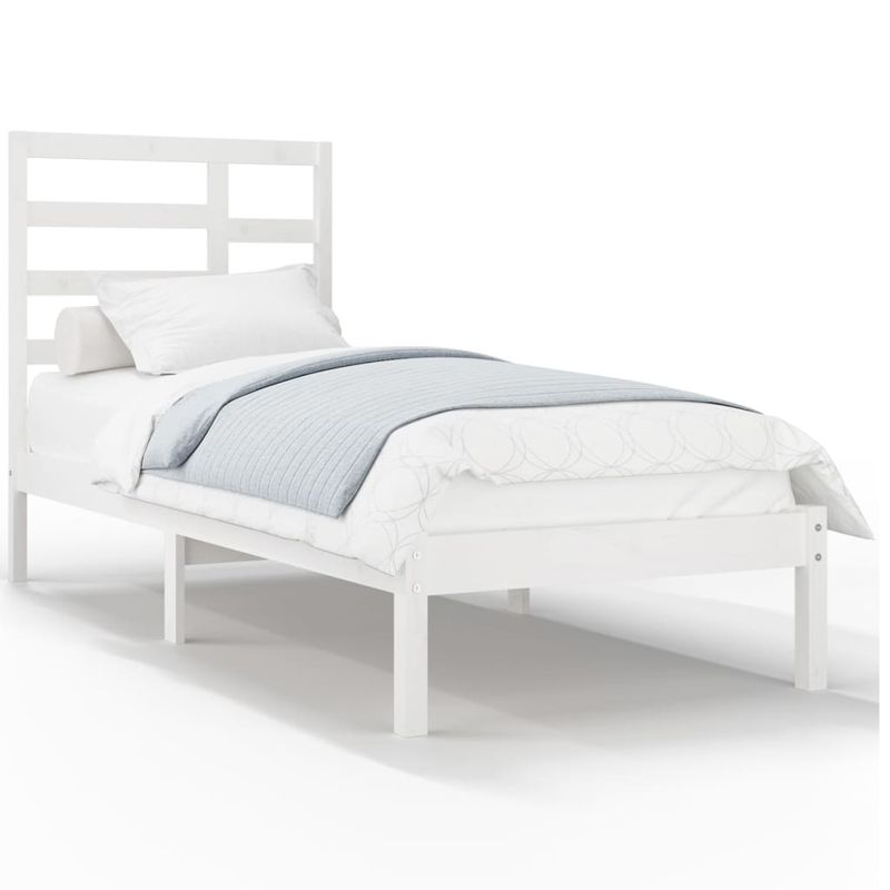 Casa si Gradina - Mobilier - Paturi si accesorii - Paturi - Cadru de pat mic single, alb, 90x200 cm, lemn masiv - Infinity.ro