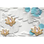 Casa si Gradina - Decoratiuni - Tapet - Fototapet de perete, autoadeziv si lavabil, Nuferi cu fluturi, 400 x 250 cm - Infinity.ro