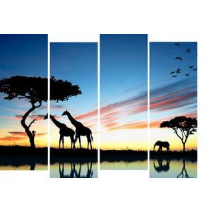 Tablou multicanvas 4 piese Girafe 1, 120 x 95 cm