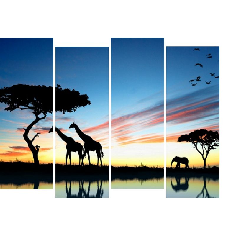 Casa si Gradina - Decoratiuni - Tablouri - Tablou multicanvas 4 piese Girafe 1, 120 x 95 cm - Infinity.ro