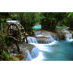 Casa si Gradina - Decoratiuni - Tapet - Fototapet de perete, autoadeziv si lavabil, Cascada 55 Cascada cu moara pe rau, 400 x 250 cm - Infinity.ro