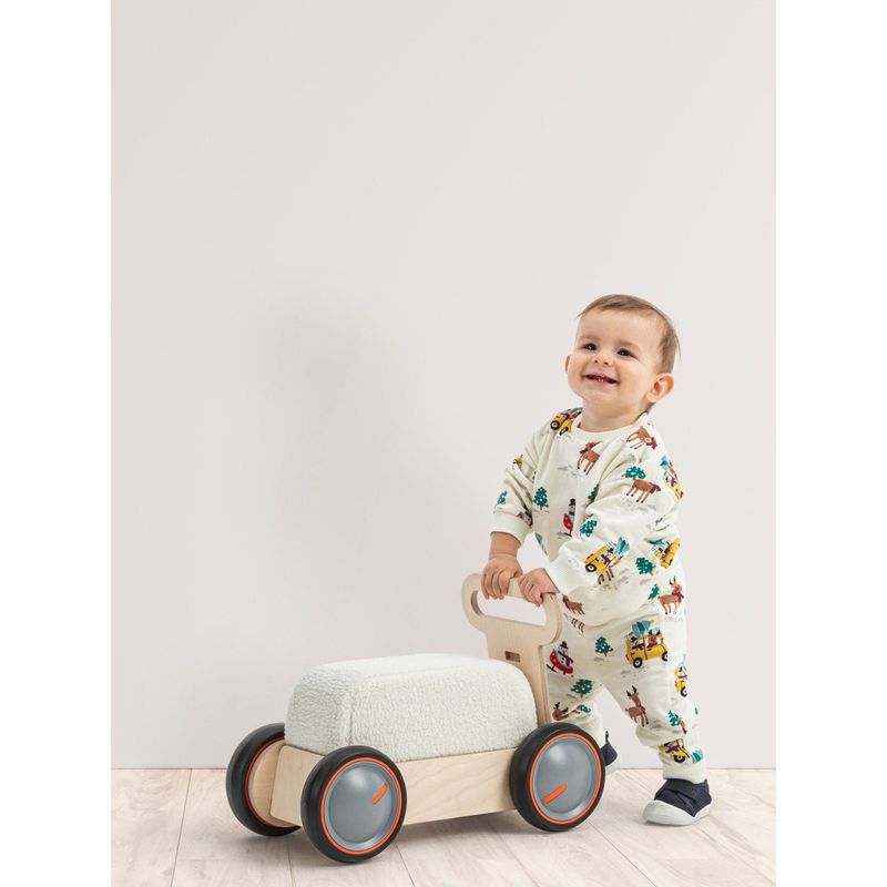 Jucarii, Copii si Bebe - Carucioare si articole de transport - Premergatoare - Jucarie din lemn 3 in 1 Vacuta DriveMe Soft masinuta ride-on, premergator si carucior de jucarii MamaToyz - Infinity.ro