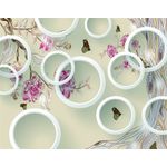Casa si Gradina - Decoratiuni - Tapet - Fototapet de perete, autoadeziv si lavabil, Fluturi, flori si cercuri, 400 x 250 cm - Infinity.ro