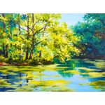 Casa si Gradina - Decoratiuni - Tablouri - Tablou canvas Vara, padure, lac, pictura, 45 x 30 cm - Infinity.ro